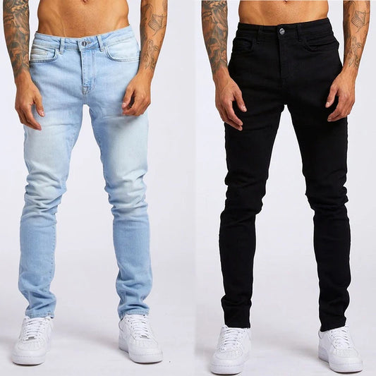 Jeans Elastic Skinny Solid Color Stretch Pencil Pants Slim Fit Denim Jeans Jogging Streetwear Cowboy Casual Trousers Blck, mens jeans