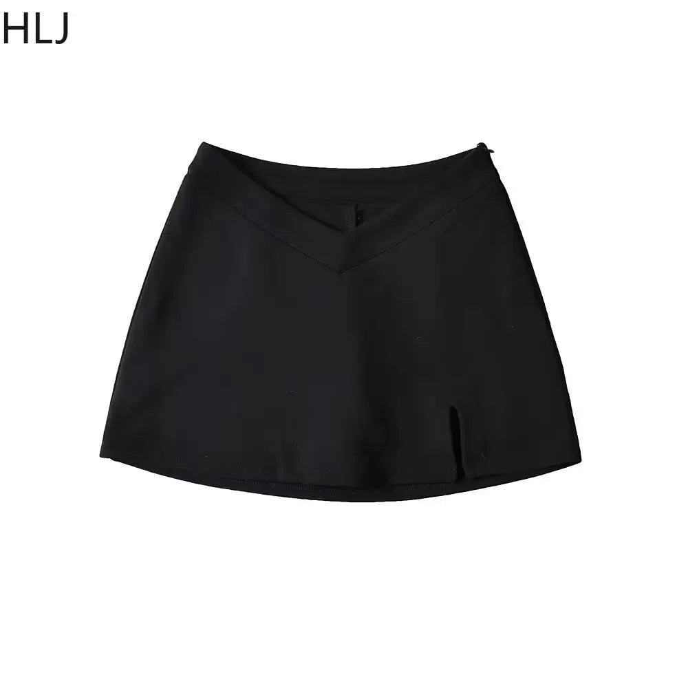 HLJ&GG Autumn Knit Vest Shirts Two Piece Sets Women Lapel Button Long Sleeve Top And Mini Skirts Outfits Fashion Retro 2pcs Suit