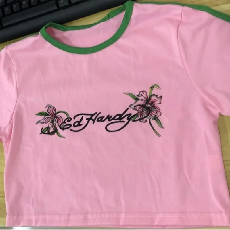 Y2K Style Short Cut Top for Women, Gothic Style Vest, Summer Pattern Printed, Street Trendy, New, 2024