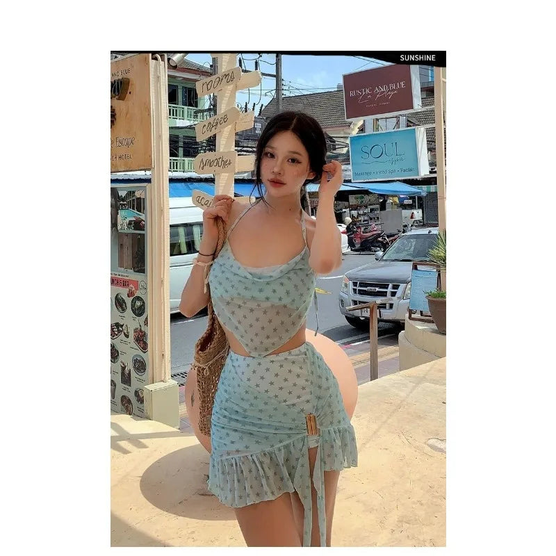 Women's Mint Mambo Bikini Set Luxury Two-Piece Swim wear with Push-Up, Slimming Hot Spring Resort Swimwear