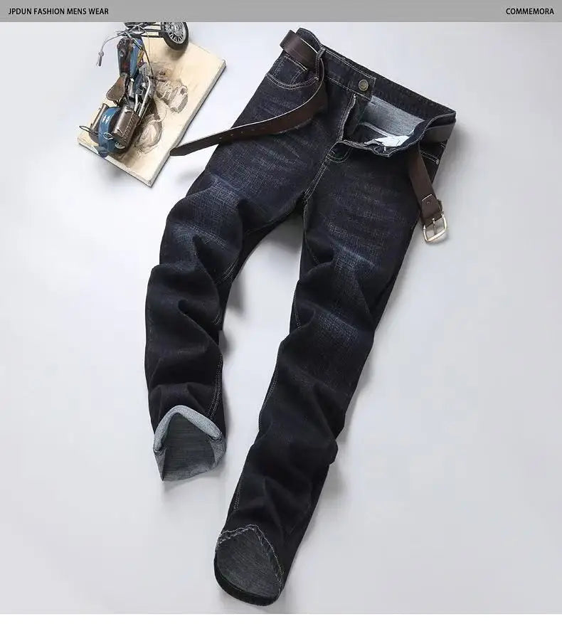2025 Spring/Summer New Men's Jeans Micro Elastic Loose Straight Tube Business Casual Men's Pants Boutique Denim Series