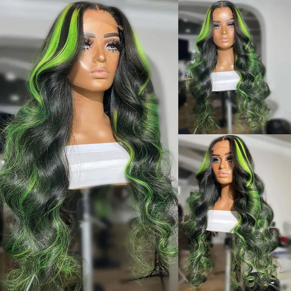 30 40 Inch Green Body Wave Human Hair Lace Front Wigs 13x4 13X6 HD Lace Frontal Wig Brazilian Colored Highlight Wig Human Hair