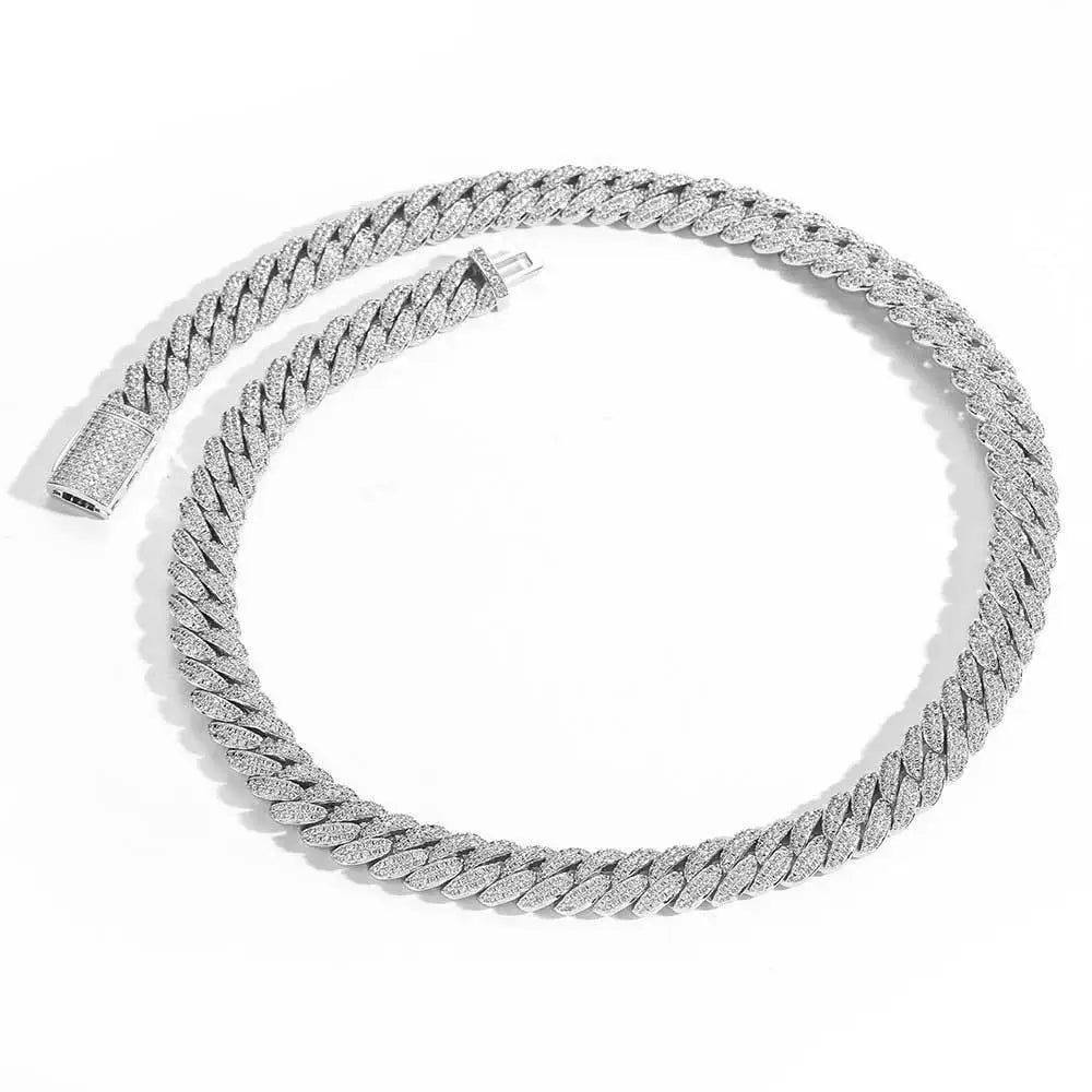 Rapper Chain Hip Hop Accessories Male 10mm Double Row Zircon Bubble Cuban Personality Men
