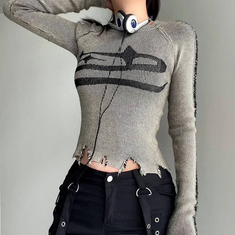 HLJ&GG American Vintage Y2K Leather Shorts Two Piece Sets Women Long Sleeve Knit Top And Shorts Outfits Fashion Streetwear New