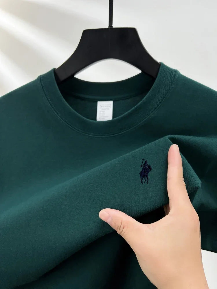 100% pure cotton short sleeve round neck men's T-shirt hot selling luxury brand summer exquisite pony embroidery breathable top