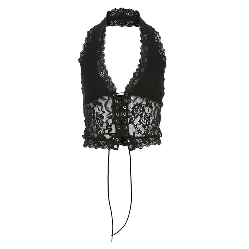 HLJ&GG Sexy Lace Hollow See Though Two Piece Sets Women V Neck Spaghetti Strap Slim Crop Top + Shorts Outfits Fashion Streetwear
