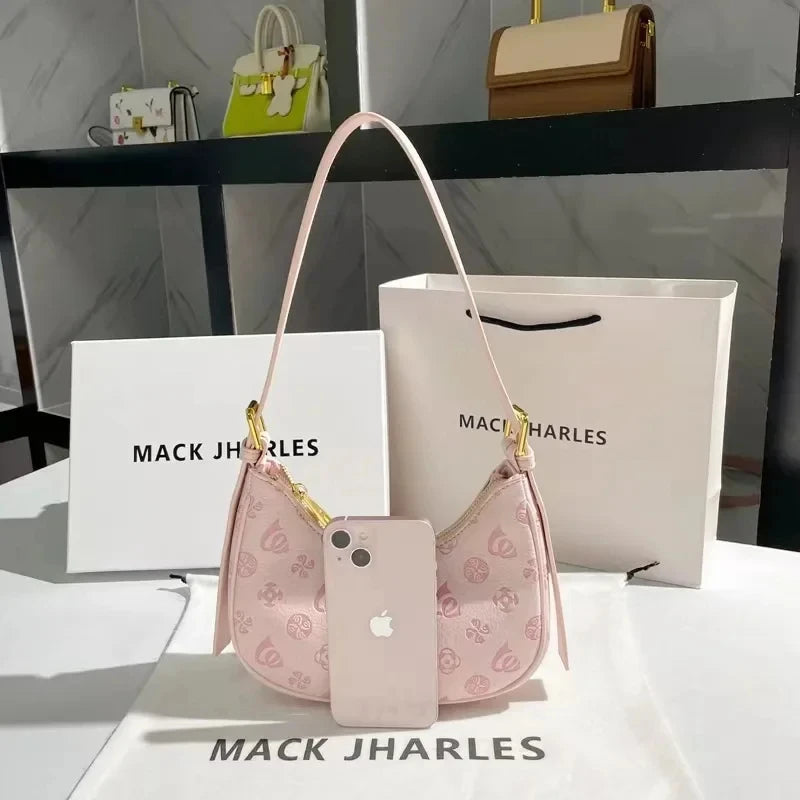 Trendy Pink Underarm Bag 2025 - Summer Women's Shoulder Bag, Cute Lawson Commuter Purse with Top Handle