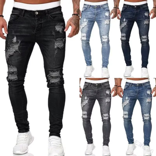 Denim Jeans Casual Skinny Pants Stretch Denim Trousers Male Slim Fit Straight Pants Fashion Jeans Soild Pencil Pants Man Clothing, men's jeans