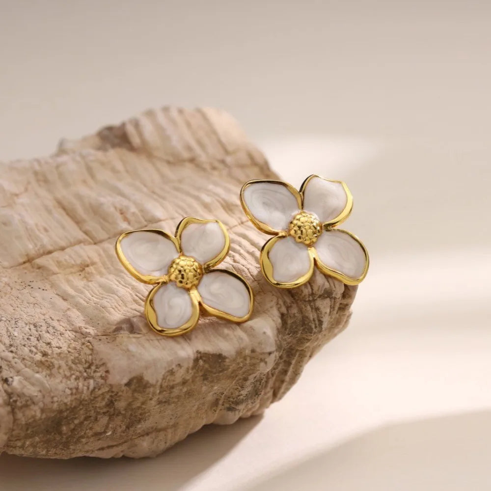 Cazador 2Pcs Flower Women's Earrings Stainless Steel Stud Earrings Jewelry Trend 2025 Party Wedding Birthday Gifts New Wholesale