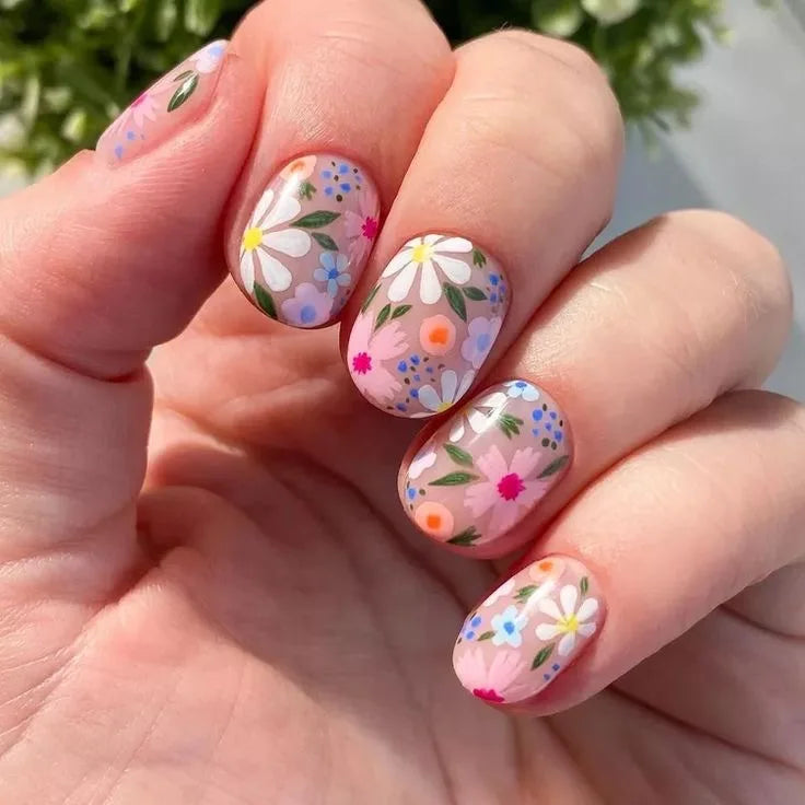 24Pcs Fairy White Flower Fake Nails Pink French Tip Press on Nails Short Square Wearable False Nail for Girls DIY