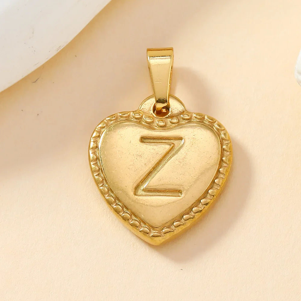 316L Stainless Steel Initial Necklace Letter Heart Pendant Chain For Women Name Jewelry Accessories