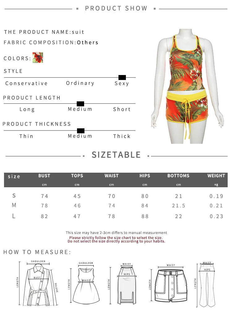 Weird Puss Colorful Print Women Tracksuit 2Piece Set Summer Casual Tank Tops+Shorts Matching Streetwear Stretch Activity Outfits