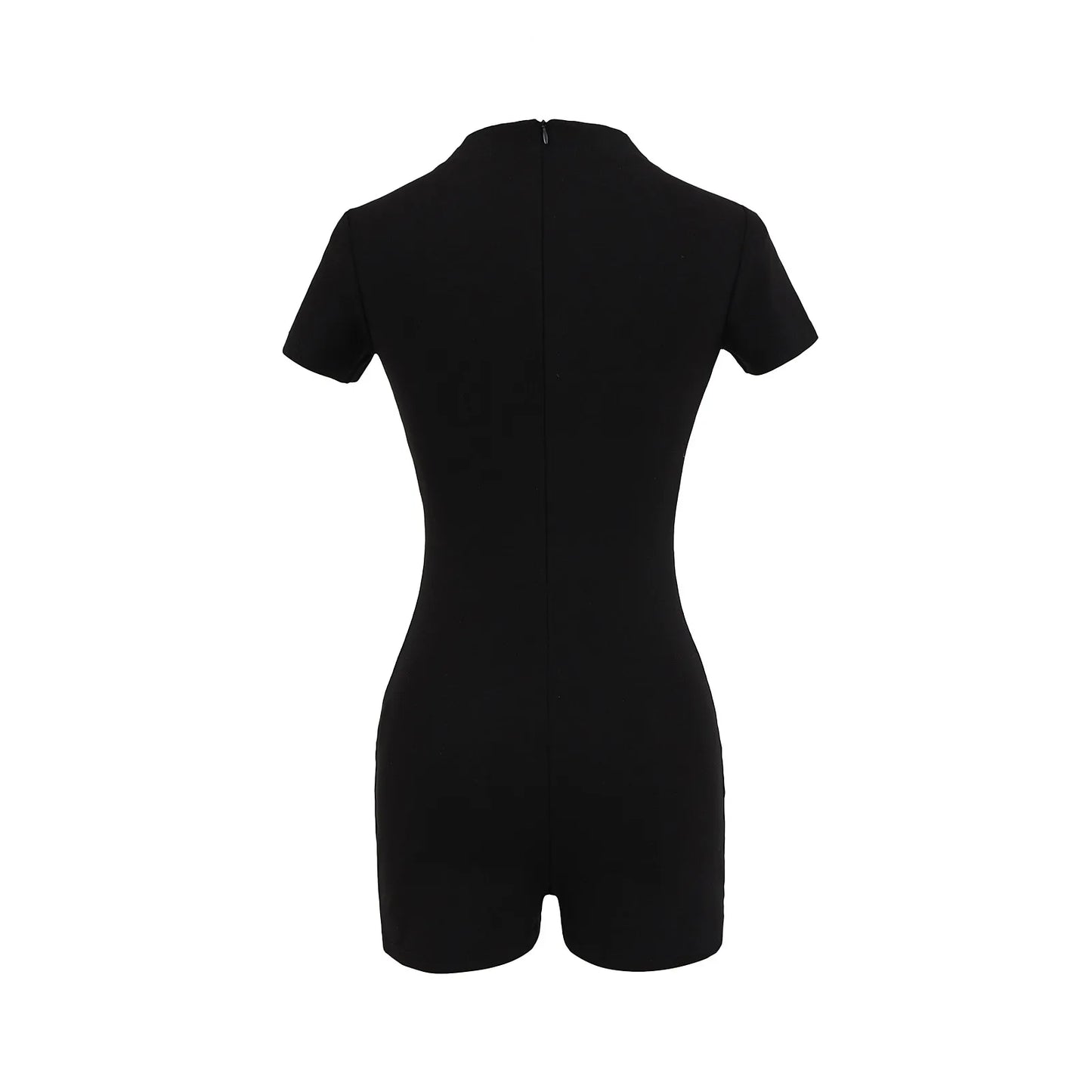 HLJ&GG Sexy Hollow Out Bandage Bodycon One Piece Rompers Women V Neck Short Sleeve Slim Jumpsuits Fashion Overalls Streetwear