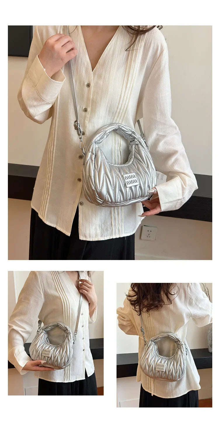 2025 New! Women's Niche Pleated Dumpling Bag – Mini Portable, Summer Trendy, Lightweight Fabric & Easy-Carry Messenger