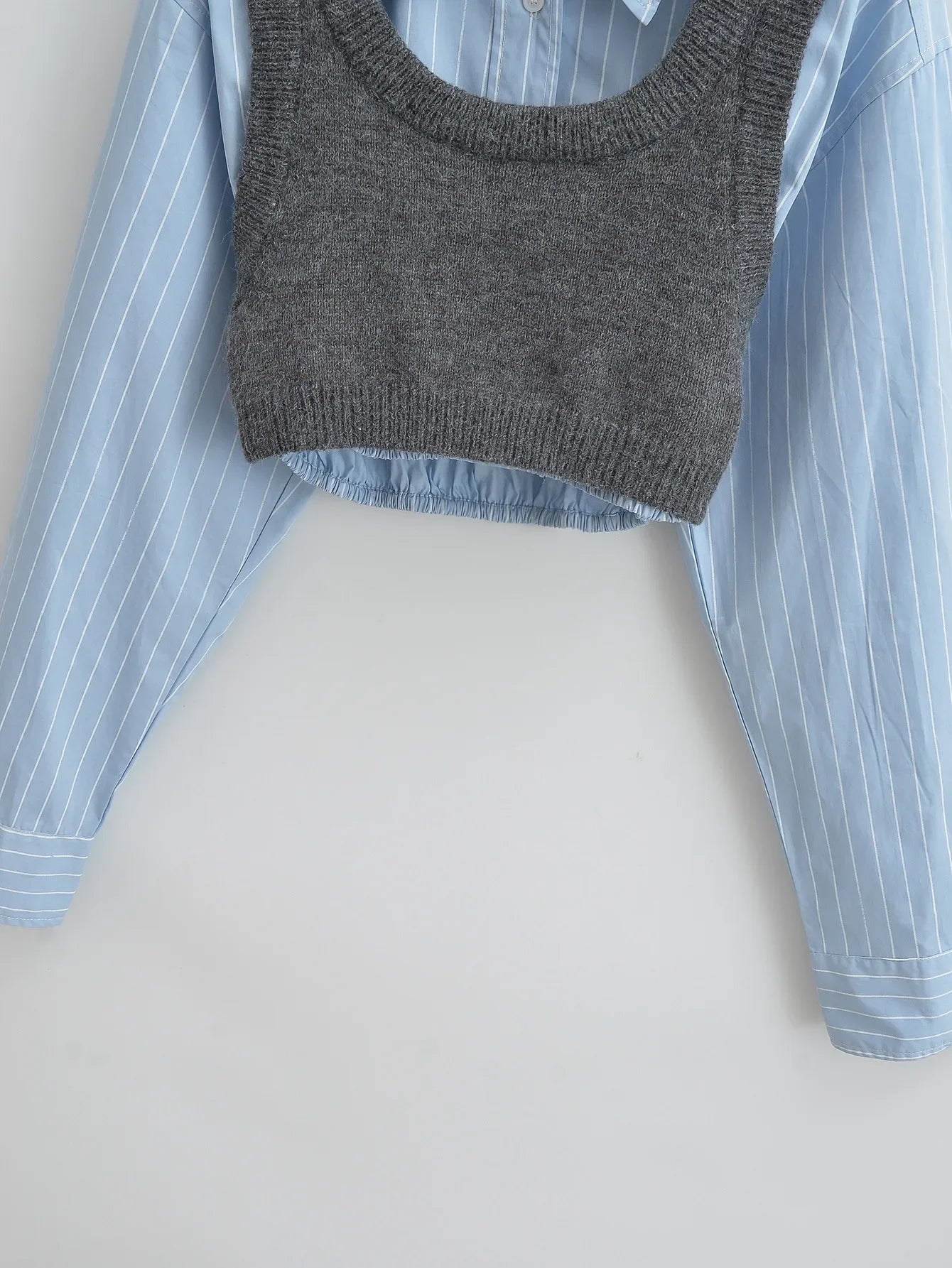 HLJ&GG Autumn Knit Vest Shirts Two Piece Sets Women Lapel Button Long Sleeve Top And Mini Skirts Outfits Fashion Retro 2pcs Suit