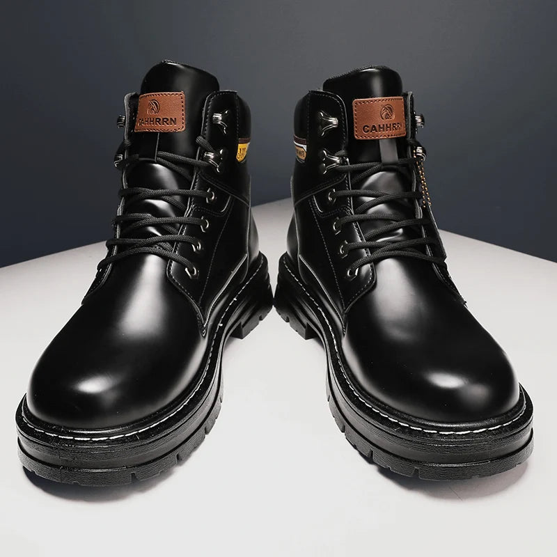 Lace-UP High Quality Fashion Man Outdoor Free Shipping 2024 New Footwear Male Brand Leather Shoes for Men Work Safety Mid-top