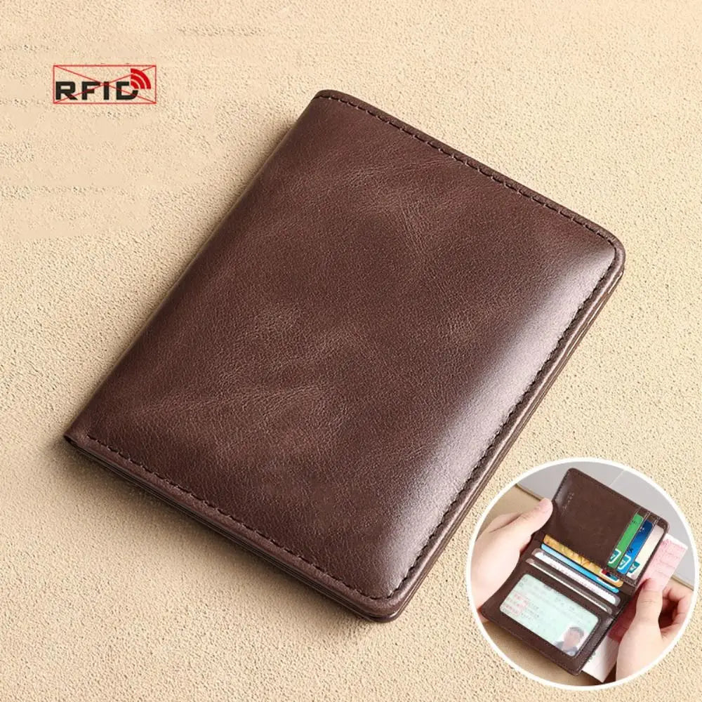 Vintage Leather Mini Wallets for Men RFID Card Holder Money Clip Slim Male Purse Men's Wallet Bag