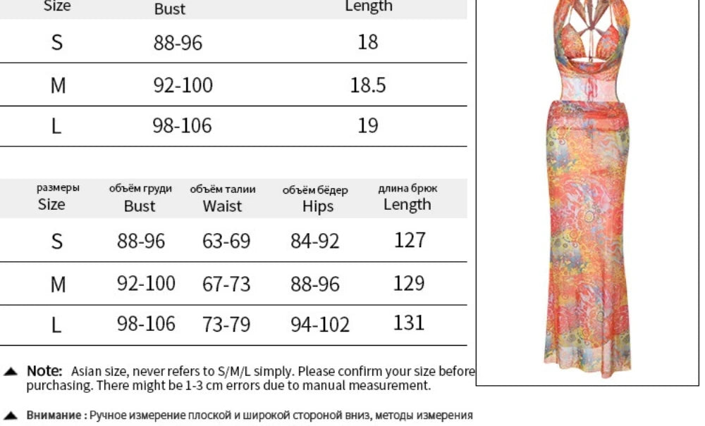 HLJ&GG Sexy Deep V Mesh See Though Bandage Long Dresses Women Tie Dye Print Sleeveless Backless Slim Vestidos Fashion Streetwear