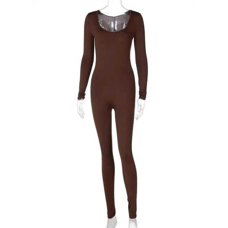 Dulzura Women 2024 Autumn Winter Long Sleeve Bodycon Streetwear Jumpsuit Overall One Piece Outfit Wholesale Items for Business