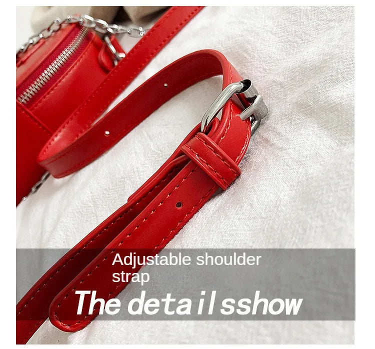 Gothic Heart Blade Zipper Chain Crossbody Bags for Women Girl Casual Shoulder Purses Handbags Techwear Summer Wallet Goth