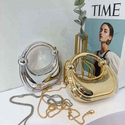 Mini Golden Evening Bag Purses and Handbags Luxury Designer Shoulder Bags Funny Shape Party Wedding Acrylic Knot Clutch Purse