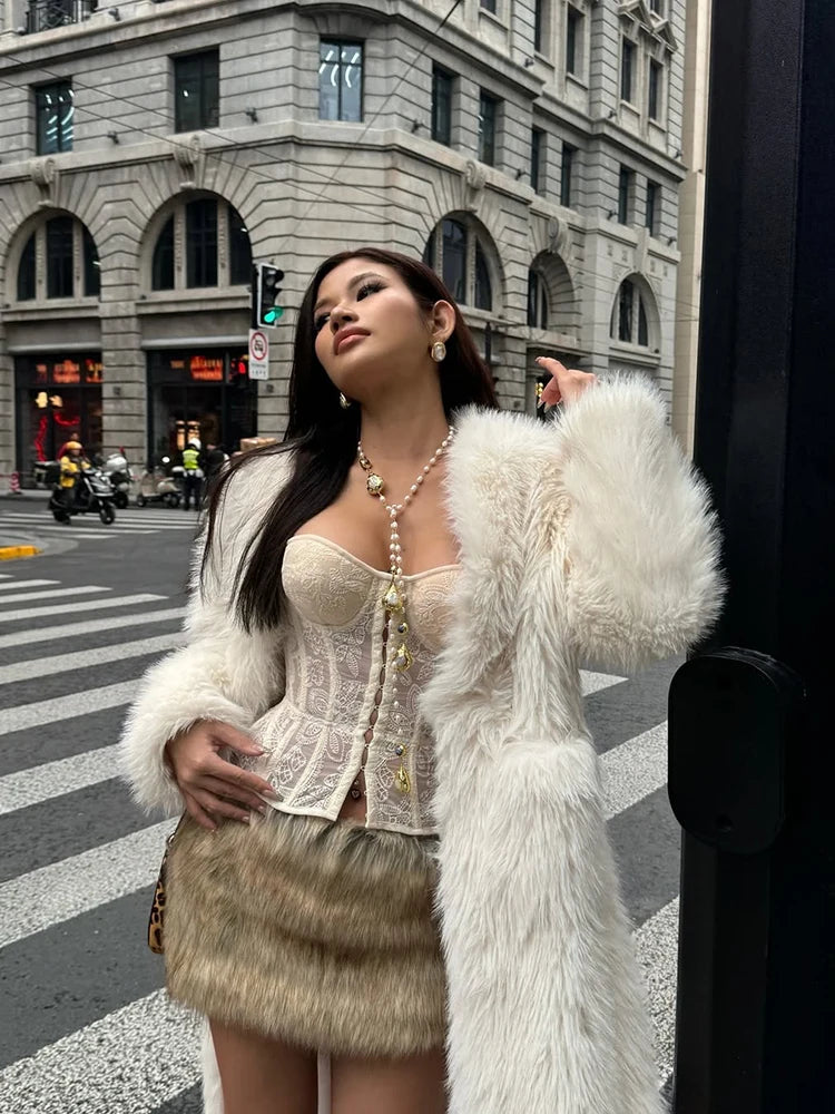 Weird Puss See Through Women Corset Top Warp Sleeveless Lace Concealed Metal Buckle Backless Sexy Summer Trend Midnight Mini Top