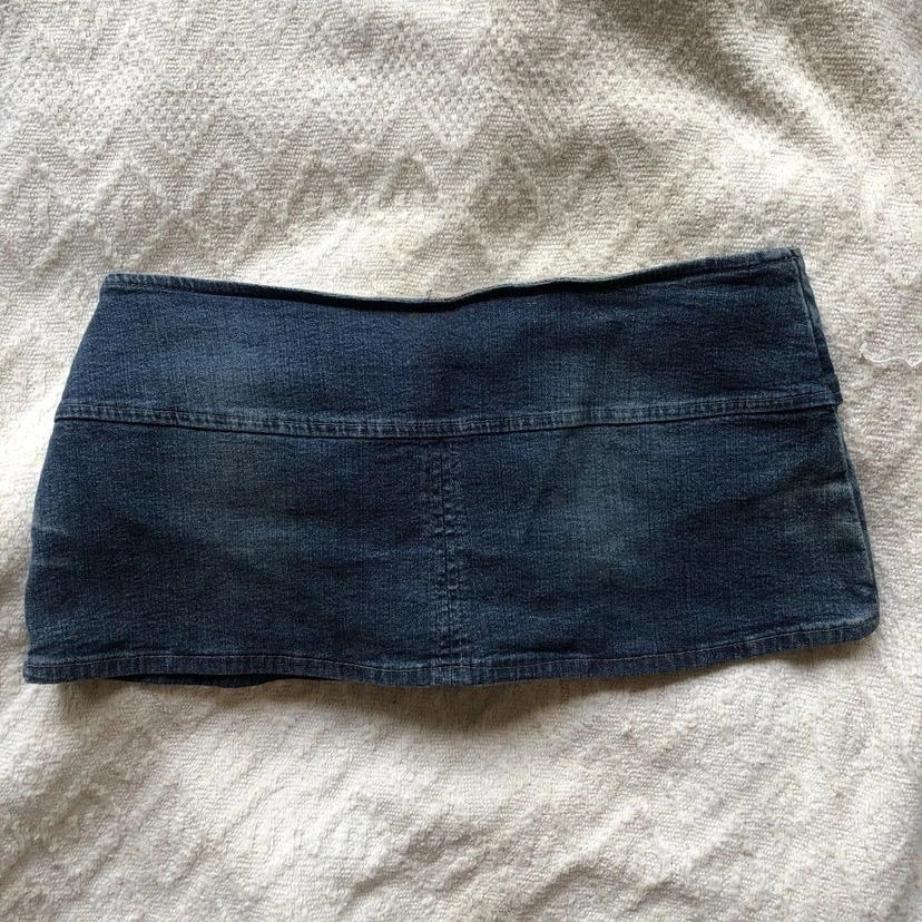 Y2K New Low Waist Micro Mini Skirt Harajuku Vintage Navy Blue Jean Short Skirt ladies Clothes Gothic Sexy Slim Short Skirt