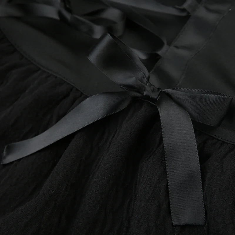 Darlingaga Gothic Y2K Lace Trim Mini Skirt Harajuku Vintage Tie Up Bow Dark Academia Sexy Women Skirts Hottie A-Line Grunge New