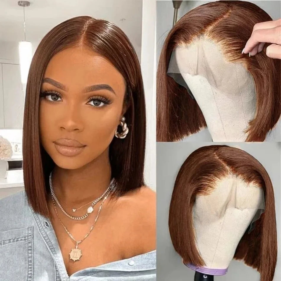 13x4 Nave Blue Bob Wig Colored Lace Front Human Hair Wigs Short Bob Wig Dark Blue Bone Straight Lace Frontal Wig 100% Human Hair