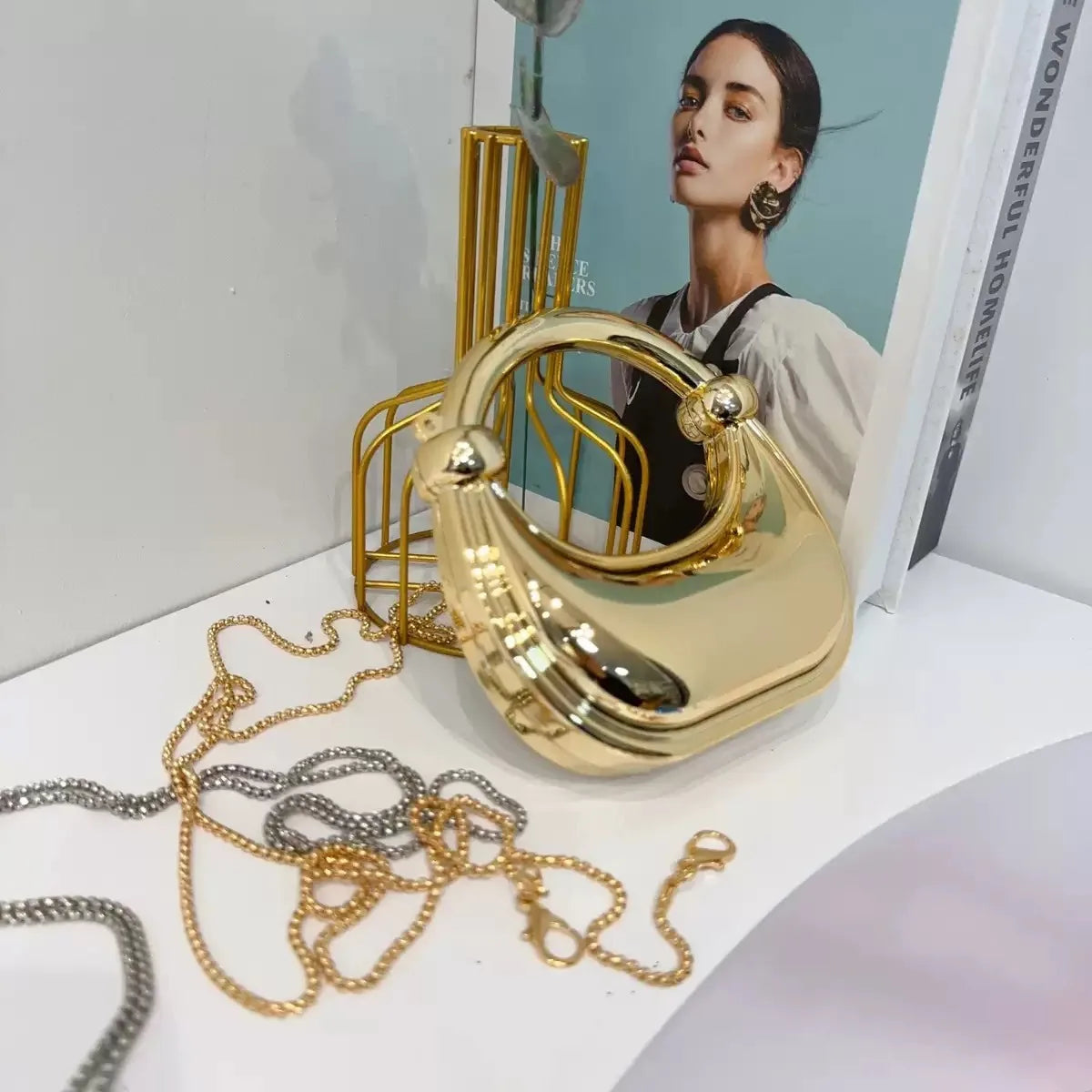 Mini Golden Evening Bag Purses and Handbags Luxury Designer Shoulder Bags Funny Shape Party Wedding Acrylic Knot Clutch Purse