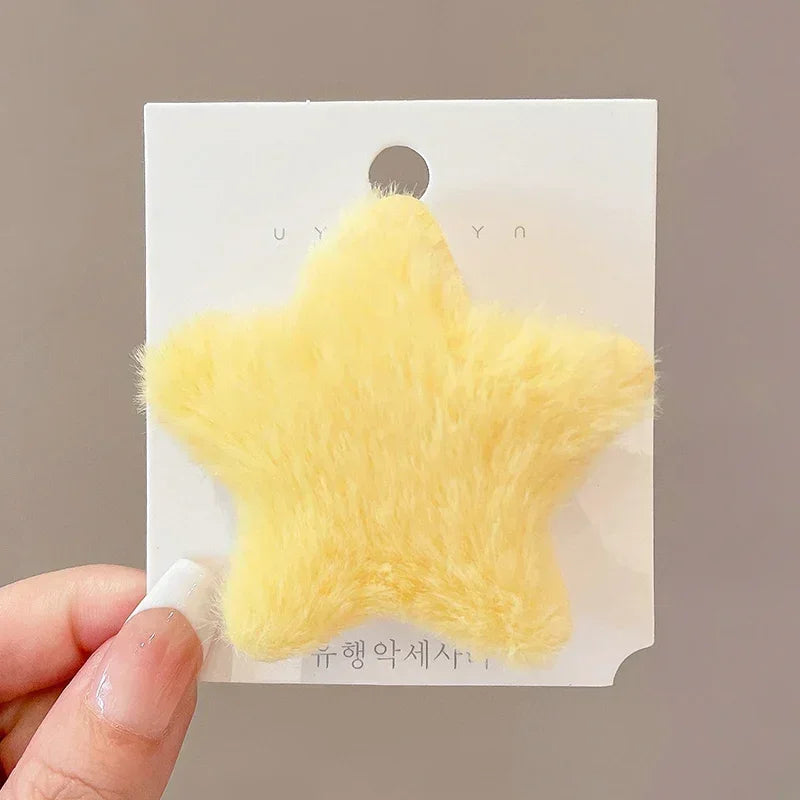 1/12pcs Plush Star Y2K Star Mini Star Hairpin Sweet Child Handmade Cute BB Pins Hairpin Headwear Hair Accessories Women Girls
