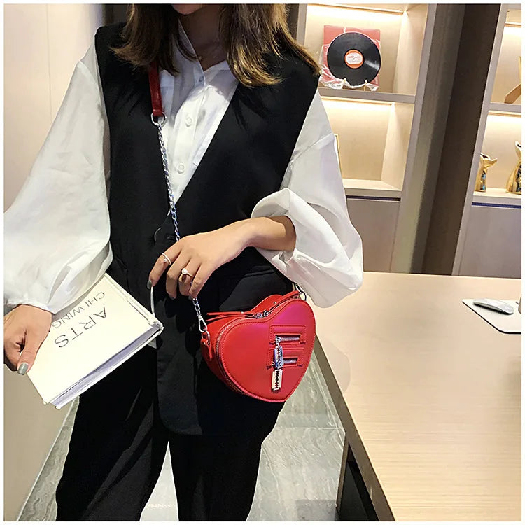 Gothic Heart Blade Zipper Chain Crossbody Bags for Women Girl Casual Shoulder Purses Handbags Techwear Summer Wallet Goth