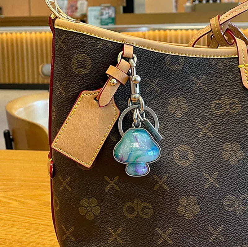 Mushroom-shaped Decorative Pendant Accessories for Coach Handbag Heart Shape Keychain Bags Attachment Parts Women's Gift