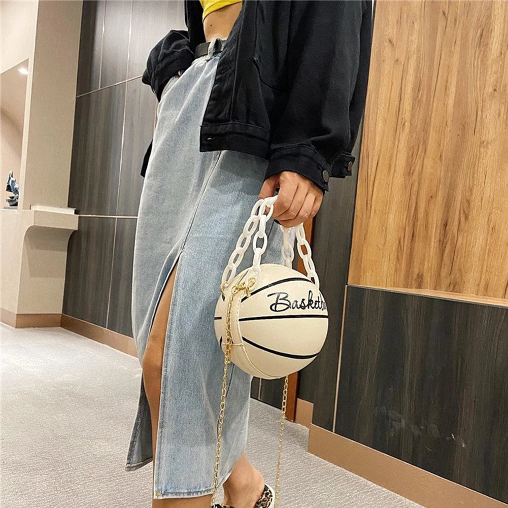 Fashion Chic Women Ball Handbag Round Basketball Football Shape Party bag Faux Leather Crossbody Girls Coin Purse Shoulder Bag