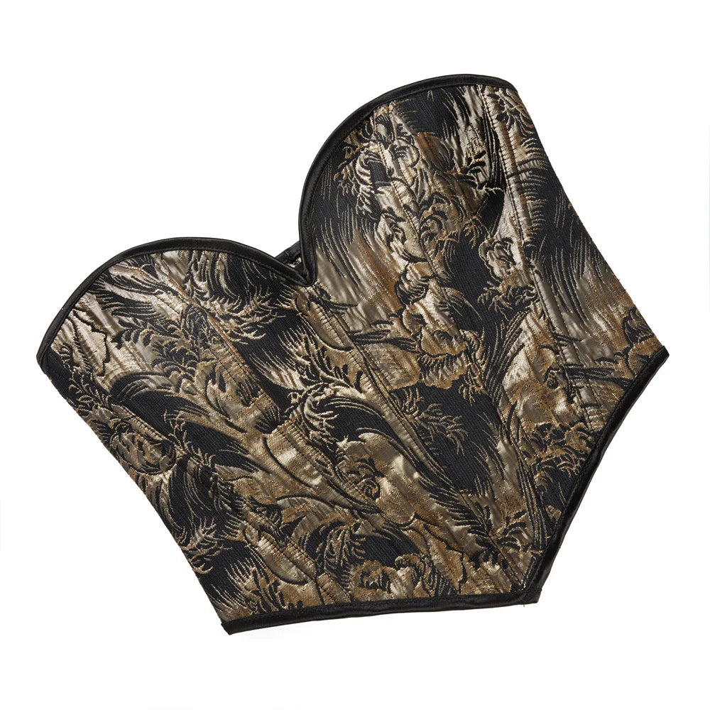 Sexy Women Overbust Corsets Crop Tops Golden Printed Bustiers Lace Up Body Shaper Lingerie Gothic Corselet