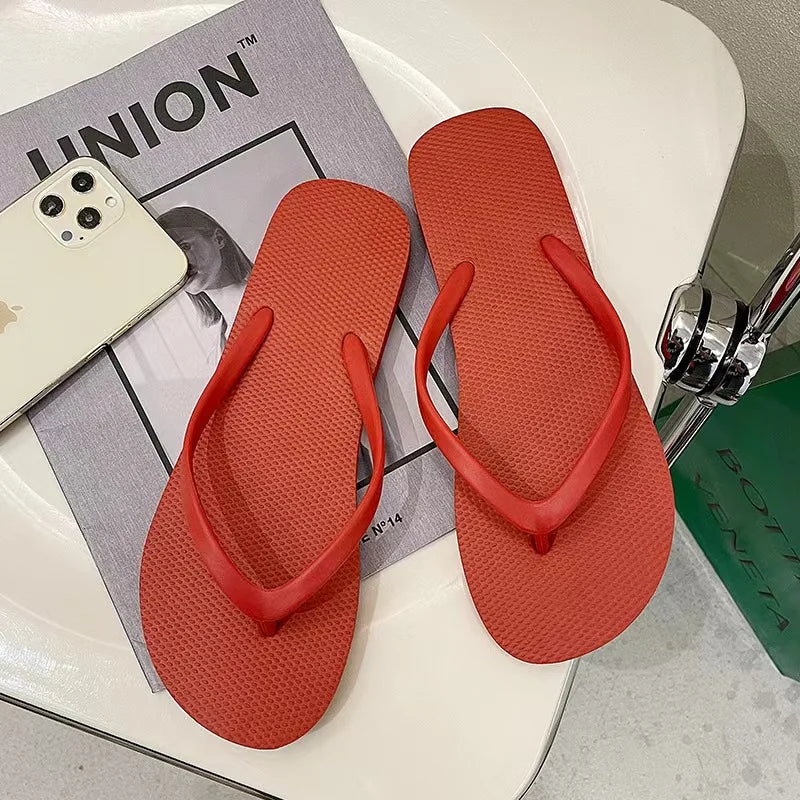 Solid Color Non-slip Leisure Couple Slippers Women Summer Beach Slippers Outdoor Women Flip Flops Breathable Beach sandals women