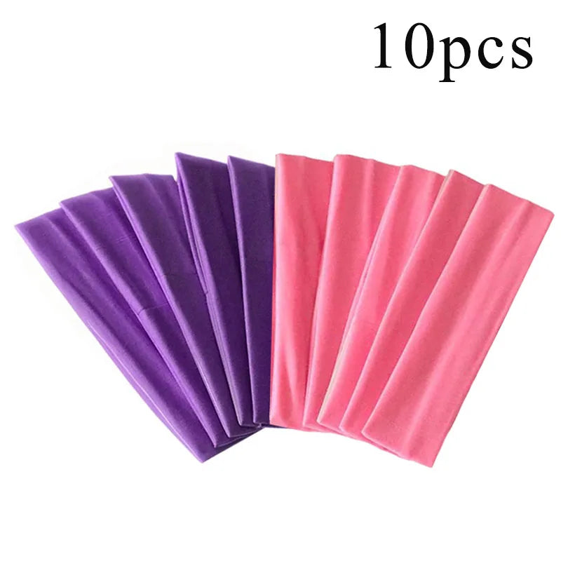 10 Pcs Elastic HairBand Fashion Headbands For Women Solid Color Sports Running Fitness Yoga Hair Bands Makeup Hair Accessories