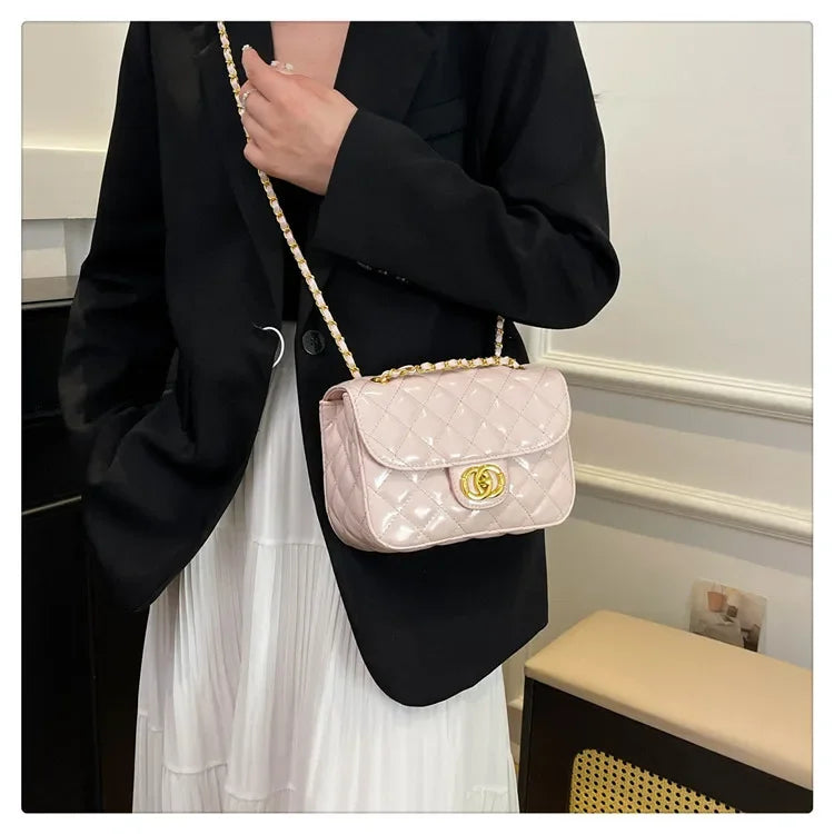 2025 New Women's Light Luxury Chain Square Bag Trendy Crossbody Shoulder Design | Versatile Handy Small Purse for Daily/Evening