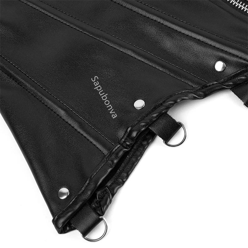 Corset Leather Zipper Plus Size Top Pirate Bustier Overbust Lingerie Burlesque Costumes Lace Up Sexy Women Black Red Green