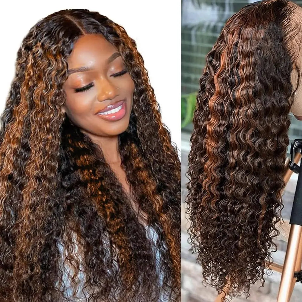 Varlea 200% Density 1B/30 Deep Wave Frontal Wig 13x6 Hd Lace Curly Wigs Water Wave Human Hair Wig 13x4 Highlight Wig Human Hair