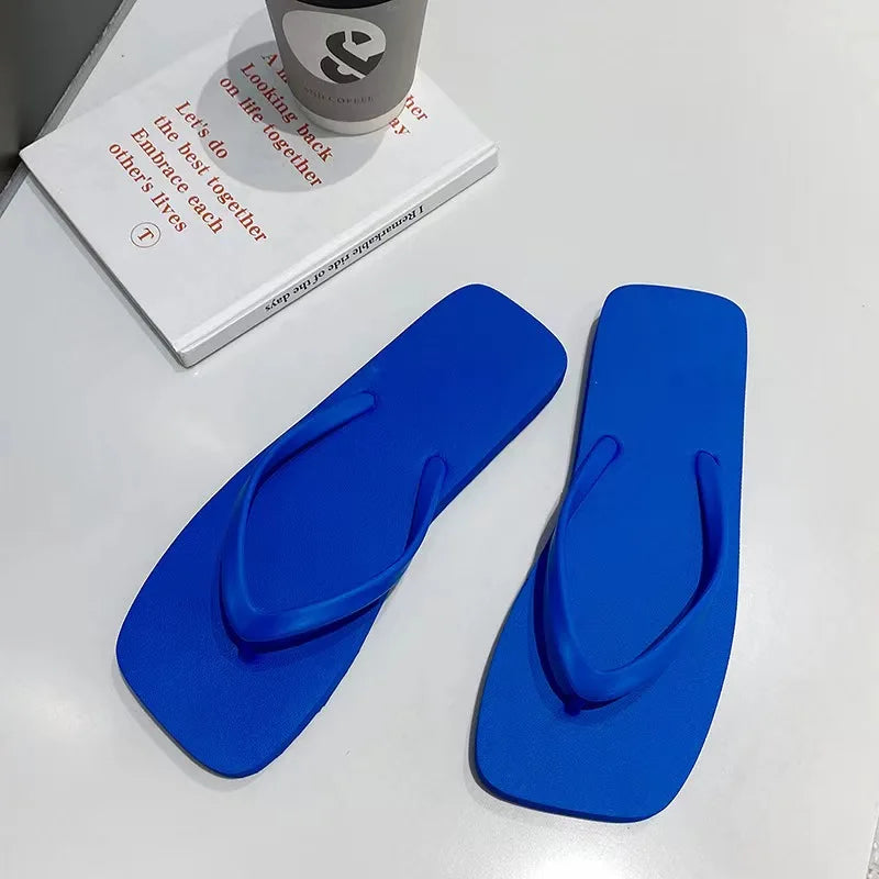 Solid Color Non-slip Leisure Couple Slippers Women Summer Beach Slippers Outdoor Women Flip Flops Breathable Beach sandals women