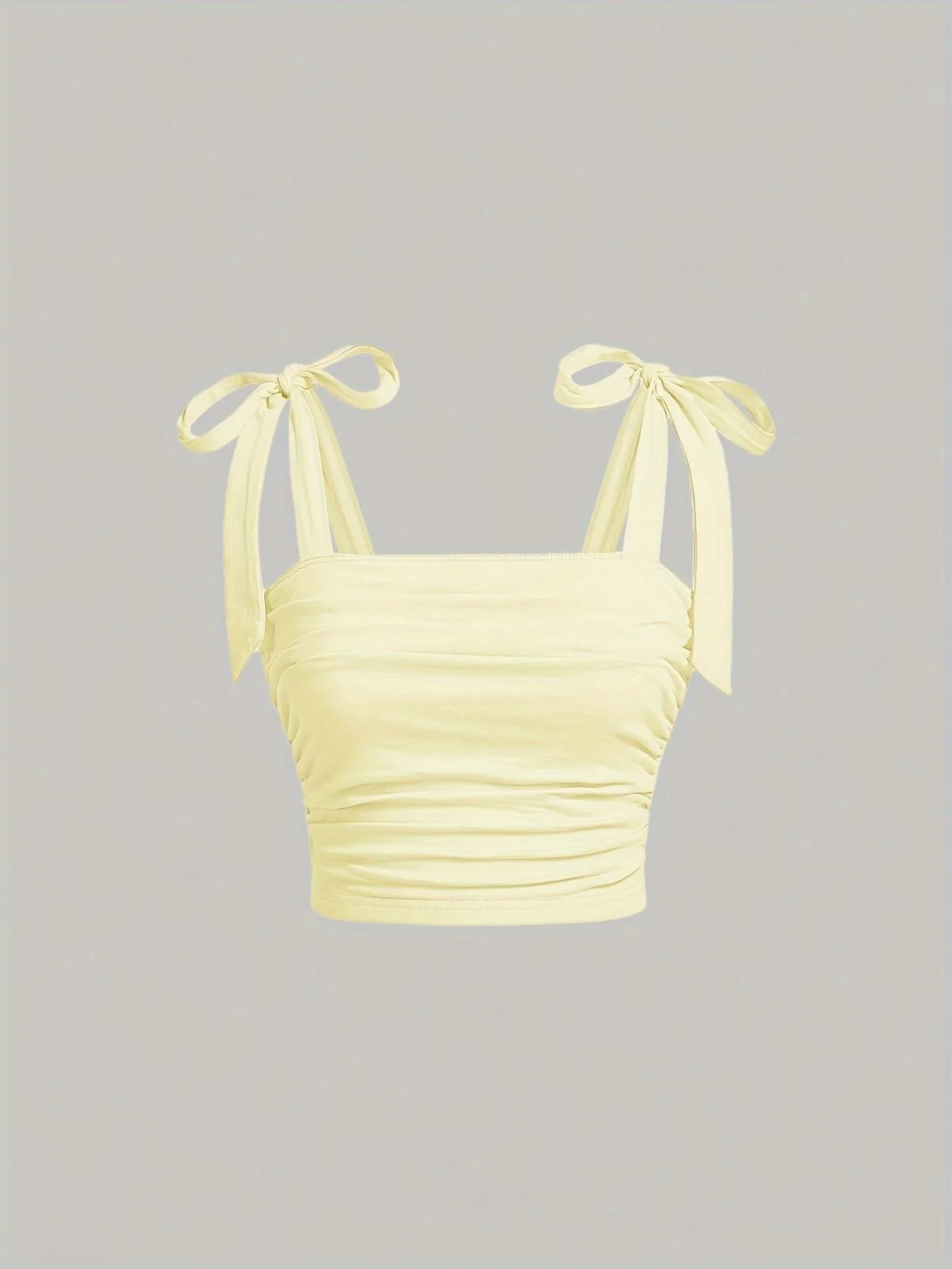 Solid Tie Shoulder Ruched Wide Strap Slim Fit Crop Top for Women Summer 2025 Y2K Clothes Pink Backless Cami Top Streetwear