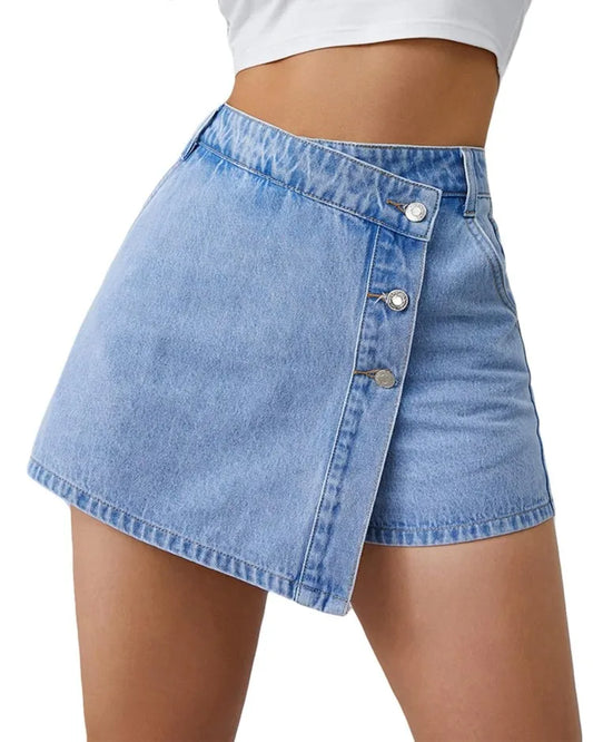 Women's jeans Shorts High Waisted Asymmetric Button Detailing Ideal for Trendy Summer Outfits Casual Occasions