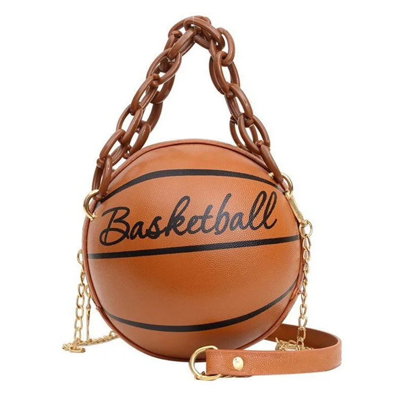 2024 Crossbody Bag New Network Red Personality Fun Pink Ins Versatile Chain Football Basketball Shoulder Bag Small Round Bag