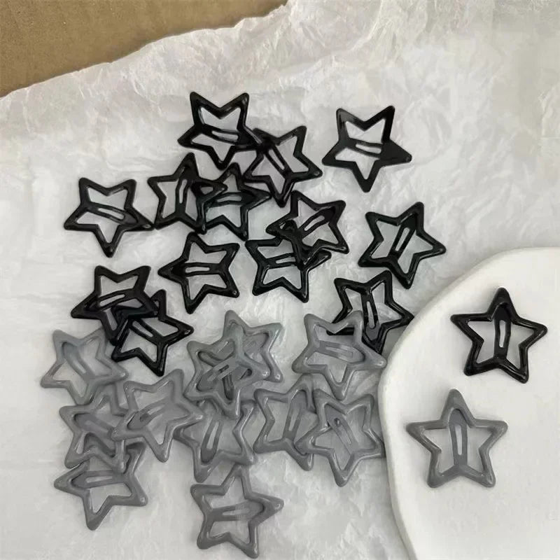 10/50pcs Colorful Kawaii Star Barrettes Y2K Sweet Girls BB Solid Star Hairclips Metal Snap Clip, Hair Jewelry Gifts