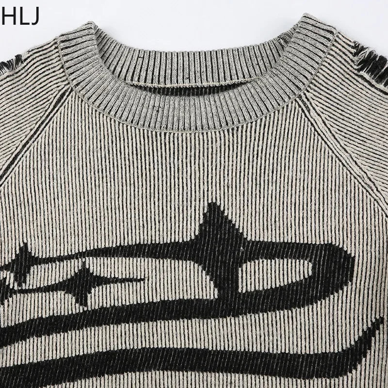 HLJ&GG American Vintage Y2K Leather Shorts Two Piece Sets Women Long Sleeve Knit Top And Shorts Outfits Fashion Streetwear New