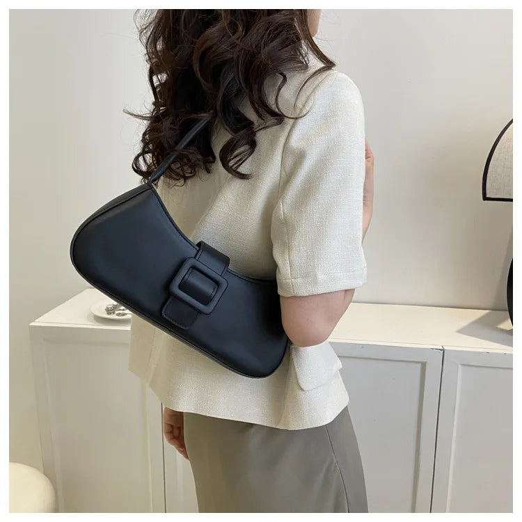 Fashion Solid Women's Shoulder Bag Artificial Leather Square Underarm Bags Ladies Handbags For Daily Used and Gift