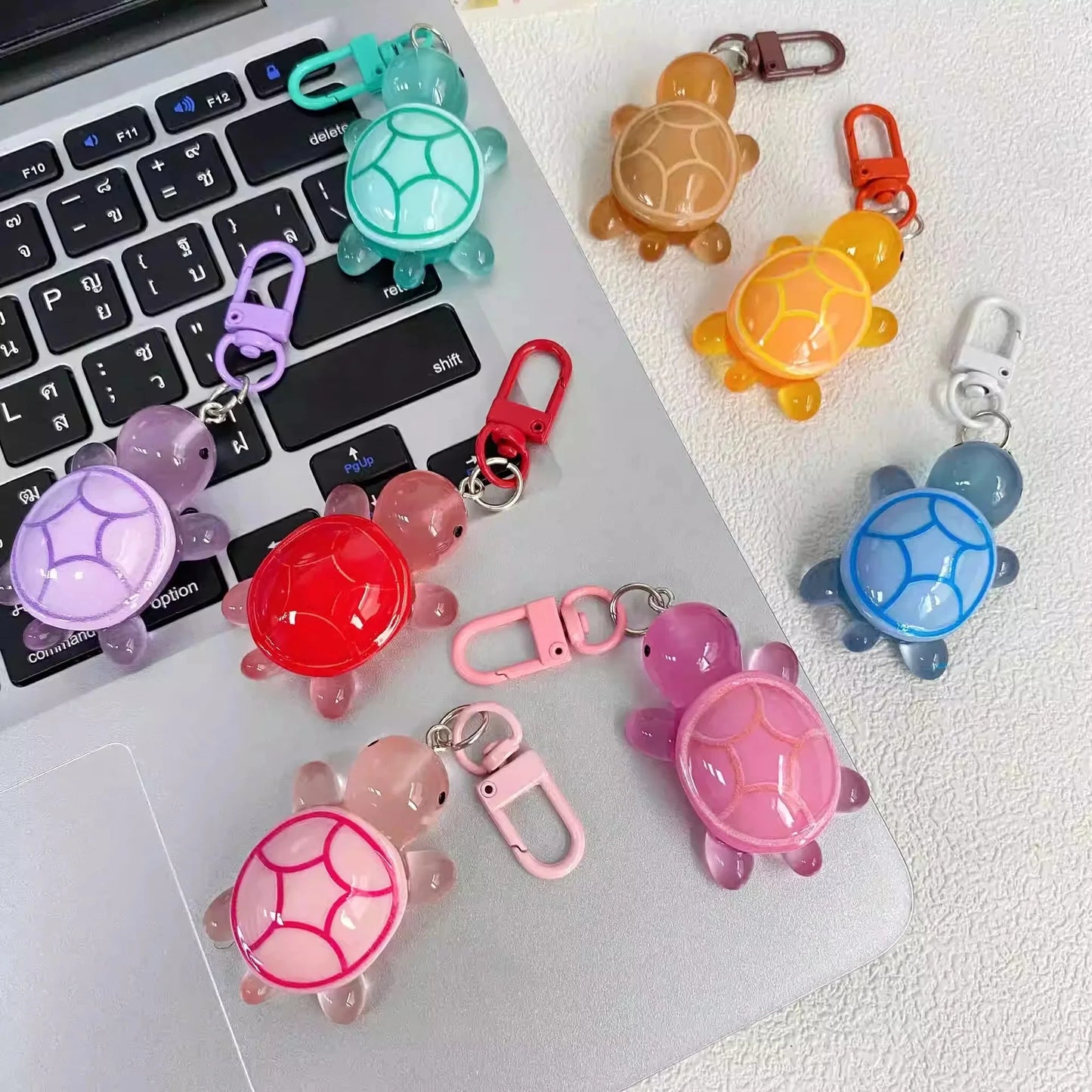 20PC Glow in The Dark Turtle Keychain for Women Bag Pendant Cute Luminous Tortoise Key Chains Animal Keyring Girl Friend DIYGift