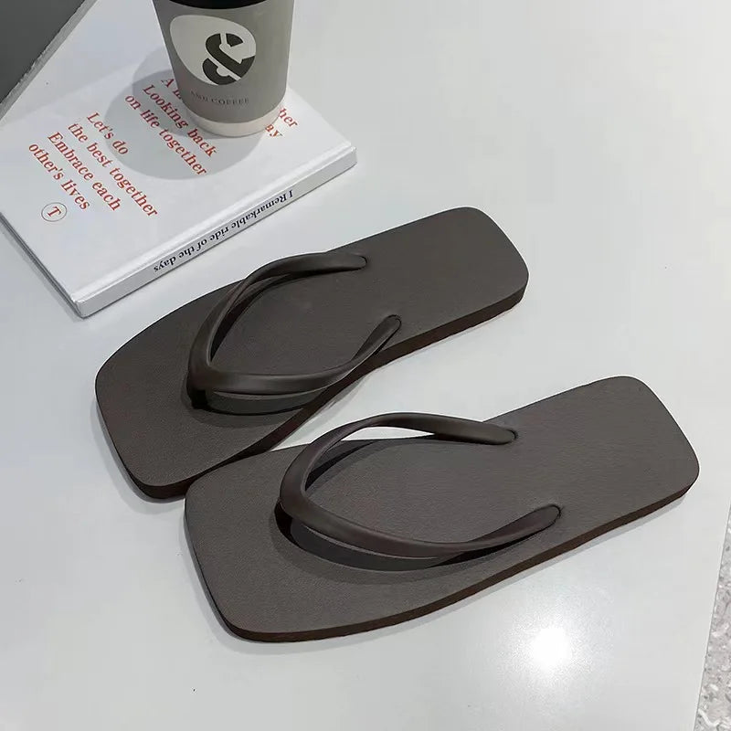 Solid Color Non-slip Leisure Couple Slippers Women Summer Beach Slippers Outdoor Women Flip Flops Breathable Beach sandals women