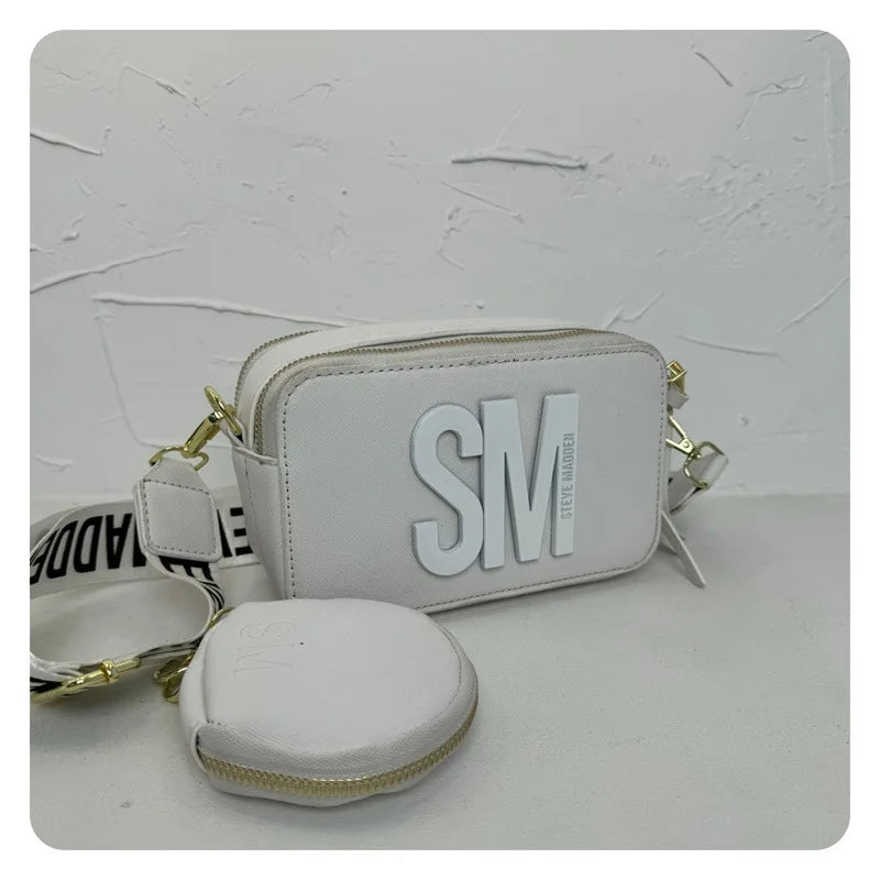 2024 Spring/Summer New Fashion Camera Bag with Wide Shoulder Strap, Lettering, Small Square Bag, Crossbody Bag